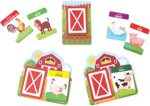 Vista 3 de Playhouse Moo Baa Cluck! Juego de cartas preescolar con sonido de animales con portatarjetas fáciles