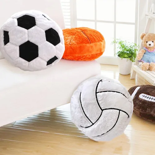 Vista 4 de XIYUAN 2 almohadas de felpa de fútbol de 14 pulgadas, juguetes de peluche de fútbol blanco suaves y duraderos para decoración del hogar, sofá, cojín