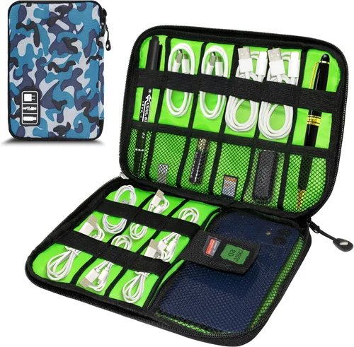 Vista 13 de Organizador de Electrónica, Funda Organizadora de Cables de Viaje, Bolsas Organizadoras de Cables Portátiles, Estuche de Almacenamiento