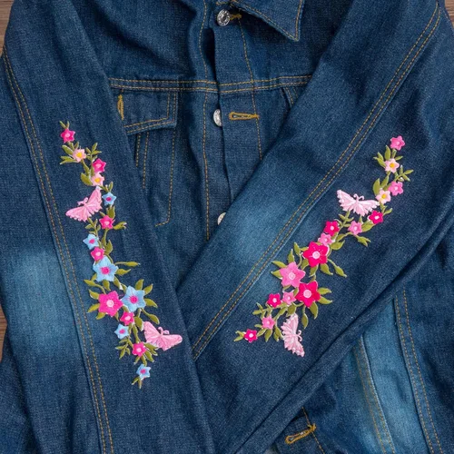 Vista 3 de CHANZET - Parches bordados de flores para planchar, 4 piezas, parches bordados de flores de mariposa, parches bordados con apliques florales