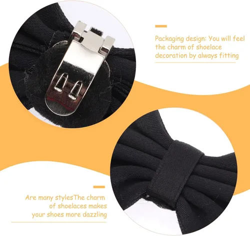 Vista 4 de LIFKOME Black Bow Shoe Clips Ribbon Detachable Shoes Buckle Wedding Bridal Shoe Buckle Shoe Charms Decoration for DIY