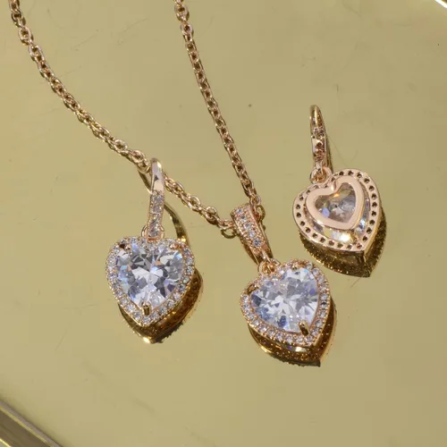 Vista 4 de Juego de joyas de cristal para boda nupcial con colgante de lágrima, collar y aretes colgantes para novia, damas de honor, madre de novia, fiesta