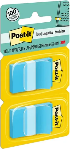Vista 8 de Post-it 680BB2 Banderas de página estándar en dispensador, color azul brillante, 100 banderas/dispensador