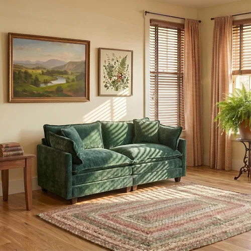 Vista 62 de Sofá modular modular de felpilla beige de 78 pulgadas para sala de estar, sofá modular de felpilla beige para sala de estar, sofás para sala