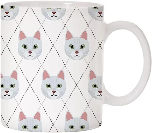 Vista 16 de Adorable Cat Breed Design Argyle Pattern Taza de café de cerámica (abisinian)