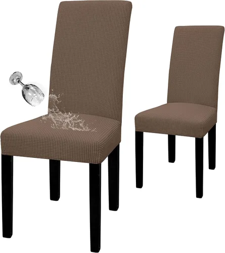 Vista 62 de Easy-Going - Juego de 2 fundas para sillas de comedor 100% impermeables, de tela Jacquard elástica, fundas protectoras removibles y lavables