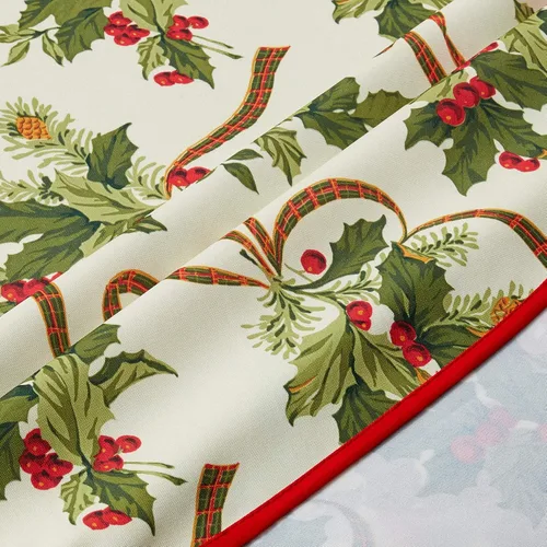 Vista 2 de Violet Linen Mantel de Navidad de temporada europea, color beige, 60 pulgadas, redondo