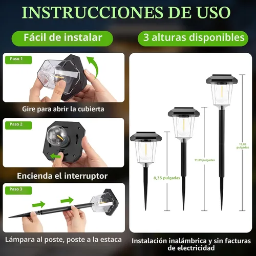 Vista 7 de Paquete de 16 luces solares para caminos al aire libre, luces solares LED Negro
