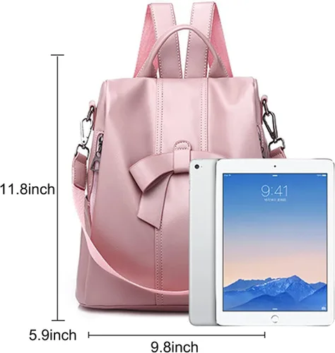 Vista 4 de XingChen Mochilas y monederos para mujer, de piel sintética, antirrobo, a la moda, casual, ligero, de viaje, bolso de hombro, Negro -, Viajar