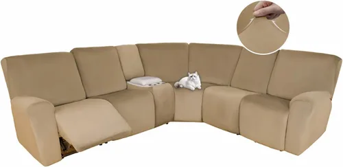 Vista 14 de HDCAXKJ Fundas de sofá seccional reclinable de terciopelo, cubierta de sofá seccional en forma de L, lavable, elástica, suave, para rincón