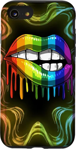 Vista 18 de Rainbow Lip Drip Lesbiana Gay Pride Bisexual Transgénero LGBT Funda para iPhone 17