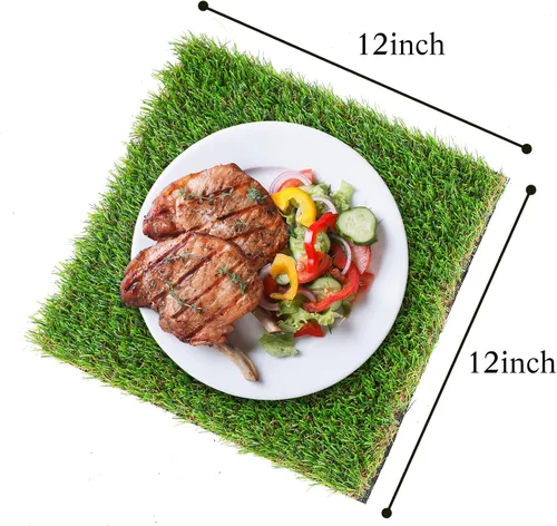 Vista 5 de GLOBREEN Manteles individuales de mesa de césped artificial para decoración de fiesta de golf de Pascua, manteles de mesa de césped artificial verde