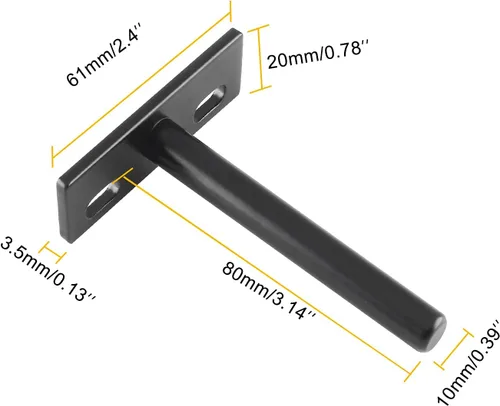 Vista 2 de Luomorgo 4 soportes de estante flotantes de 3 pulgadas, soporte de estante negro resistente, soporte de estante ciego oculto, soportes de estante