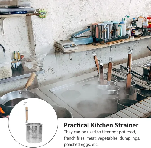 Vista 3 de Cabilock Cesta profunda Colador de pasta Mango largo Fácil Transferencia Hogar Hotel Cocina Utensilio Estilo Aleatorio