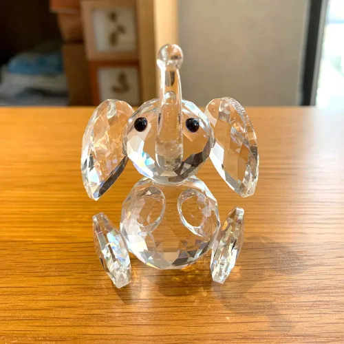 Vista 5 de Estatuillas de elefante lindo de cristal transparente, mini escultura de animales, pisapapeles, decoración para el hogar, adorno de mesa, regalo