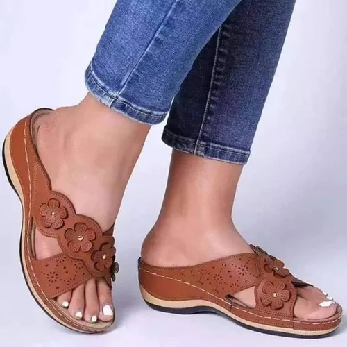 Vista 154 de Ladmiple Sandalias ortopédicas florales de moda 2023 con soporte de arco, zapatillas romanas casuales con puntera abierta