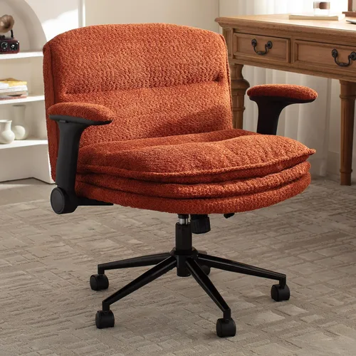 Vista 10 de Dowinx Silla cruzada con brazos y ruedas abatibles ajustables, cómodo sillón ergonómico de escritorio de oficina con 3 cojines de capa, silla
