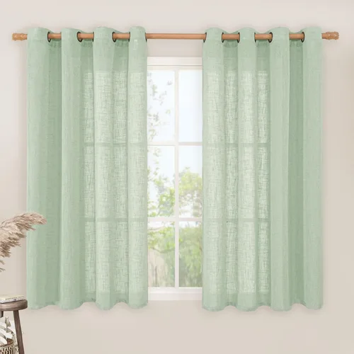 Vista 173 de LAMIT Cortinas de lino marrón caramelo para sala de estar, 84 pulgadas, de lino sintético, texturizado, filtrante de luz, paneles de privacidad