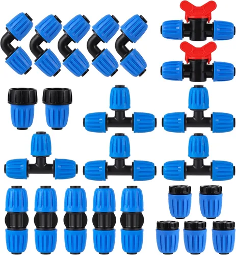 Vista 10 de 10 piezas de accesorios de riego por goteo de 90 grados con codo de 1/2 pulgada (1/2" ID x 0.640" DE), conectores de codo barbados de 90 grados