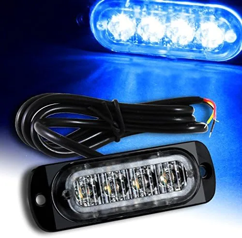 Vista 3 de Luces LED estroboscópicas de emergencia, 4 unidades, color ámbar, 4 LED, luz estroboscópica intermitente de emergencia, precaución, barra de luz