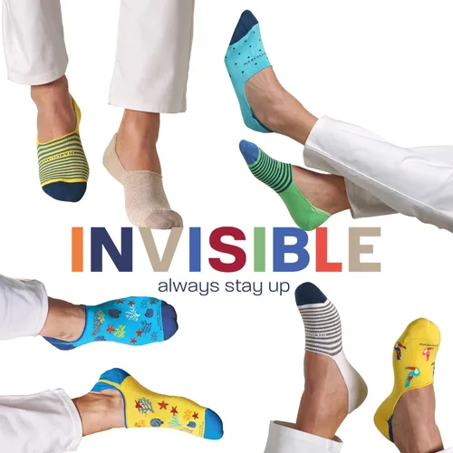 Vista 3 de Marcoliani Milano Calcetines de vestir para hombre - Invisible Sneaker MicroCushion Pima Cotton Palio Stripe
