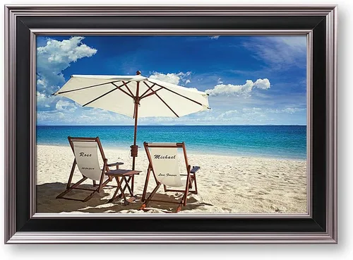 Vista 53 de A&T ARTWORK Love on Beach - Impresión fotográfica personalizada, incluye nombres y la fecha, regalo único para el aniversario de boda. Alfombrillas