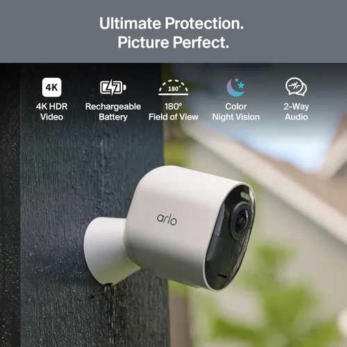 Vista 5 de Cámara de Seguridad Arlo Ultra 4K HDR (3ª Generación, Lanzamiento 2025) + SmartHub, Alimentación por Batería, Respuesta de Emergencia, Subtítulos
