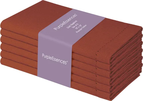 Vista 10 de PurpleEssences Juego de 6 servilletas de tela de vainica, 100% algodón, suaves, duraderas, lavables, ideales para bodas, Navidad, vacaciones