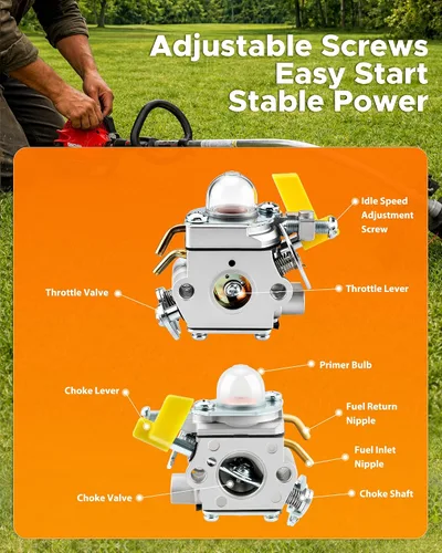 Vista 4 de MOTOALL Carburador soplador C1U-H60 para Homelite Ryobi RY28100 RY28120 RY28121 RY28140 RY28141 RY28160 RY28161 25cc 26cc 30cc recortadora con kit