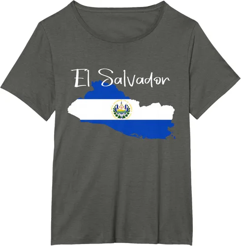 Vista 61 de Camiseta con la bandera de El Salvador, mapa de El Salvador, camiseta de Salvador para mujer