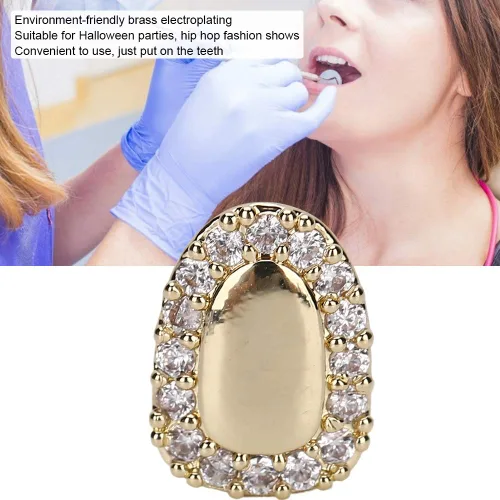Vista 8 de Parrillas dentales, dientes de hip hop, dientes brillantes chapados en oro, un solo diente para tus dientes, hombres y mujeres, joyería de hip hop