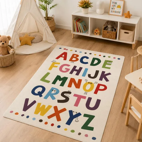 Vista 4 de Alfombras grandes ABC para niños de 2 x 3 pies, para jardín de infantes y preescolar, aprendizaje educativo del alfabeto, alfombras de área