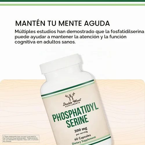 Vista 4 de Suplemento de fosfatidilserina de 300 mg por porción, 60 cápsulas (complejo fosfatidilserina) por Double Wood