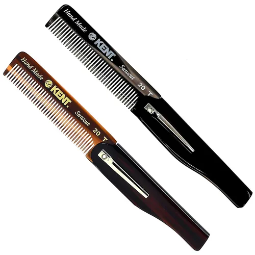 Vista 13 de Kent 20T - Peine de bolsillo plegable hecho a mano de grafito negro para hombres, peine de dientes finos para el cuidado diario del cabello, barba
