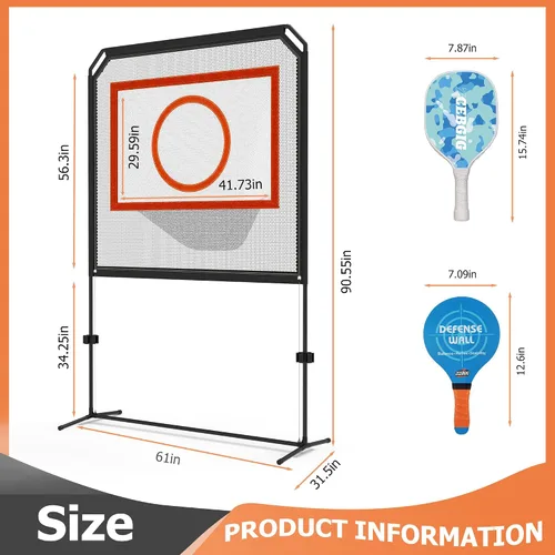 Vista 8 de Portable Pickleball Net – Regulation Size Outdoor & Indoor Paddle Game Set with Ball Catch Net & Removable Target – Heavy Duty Steel Frame, Carry