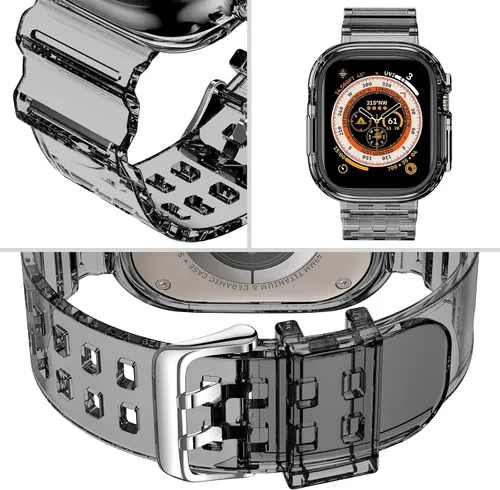 Vista 36 de DABAOZA - Correa transparente compatible con Apple Watch con estuche protector, correa deportiva de TPU con brillo para mujeres y hombres