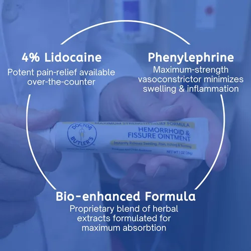 Vista 4 de Doctor Butler's Ungüento para hemorroides y fisuras – Tratamiento para hemorroides y crema para hemorroides con lidocaína y clorhidrato