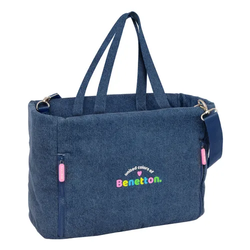 Vista 2 de Bolso Benetton Denim Azul 40 x 31 x 17 cm