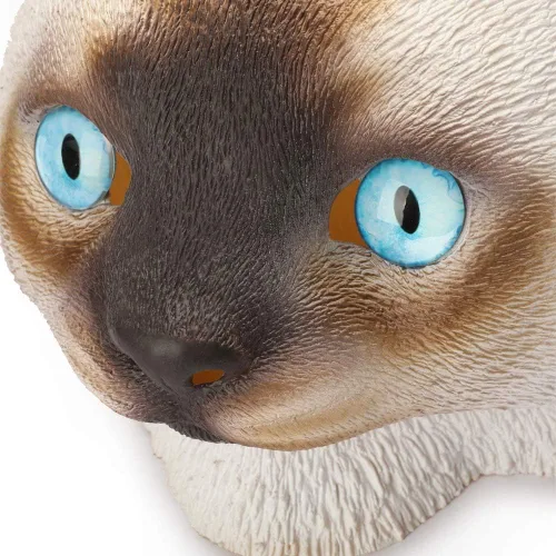Vista 3 de CreepyParty Máscara de gato siamés para adultos, máscara de látex natural para disfraz de gato siamés para fiestas de Halloween y cosplay