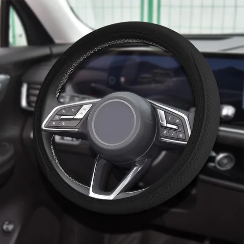 Vista 26 de Funda de Volante de Cuero Suave con Brillos, 15 Pulgadas, con Diamantes de Imitación Coloridos, Protector de Volante Elástico Automático