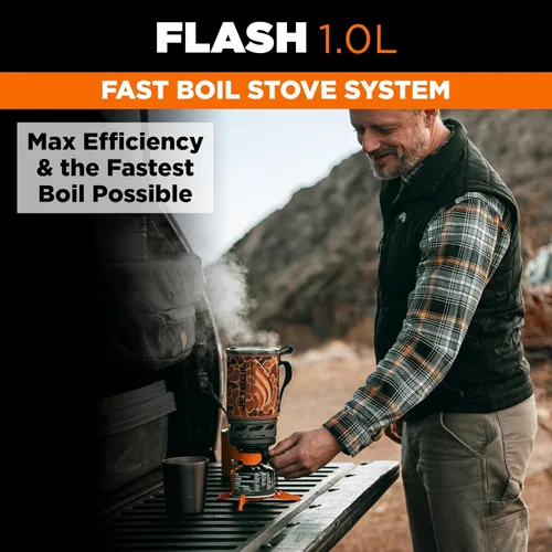 Vista 2 de Jetboil Estufa portátil de ebullición rápida para acampar y mochilero con encendido automático de 1 paso, quemador de propano/isobutano con taza