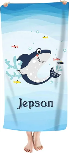 Vista 16 de Toalla de playa personalizada de dinosaurio para niños, bebés, niños y niñas con nombre de 30 x 56 pulgadas, toalla de baño con nombre personalizado