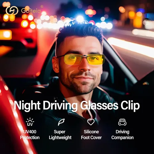 Vista 2 de Goiteia Gafas de sol polarizadas con clip, diseño rectangular ligero sobre gafas graduadas, no se deslizan, protección UV