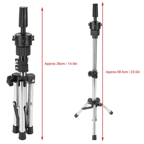 Vista 4 de Soporte de trípode para cabeza de maniquí, soporte de trípode ajustable para peluquería, cosmetología, peluquería, entrenamiento, cosmetología