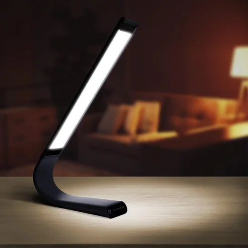 Vista 2 de Luxe lámpara de escritorio inalámbrica LED amigable a la vista, recargable, USB, hasta 40 horas de luz continua, control táctil, 6 niveles