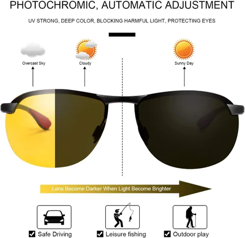 Vista 2 de YIMI Gafas de sol fotocrómicas polarizadas para hombre, para deportes al aire libre, conducción y ciclismo, antideslumbrante, UV400, gafas ligeras