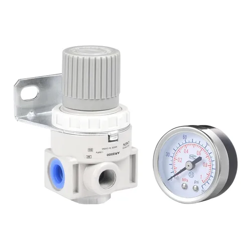 Vista 5 de Regulador de presión de aire con mini válvula de control de aire de manómetro rosca NPT de 1/4 pulgadas para compresor de aire y herramientas