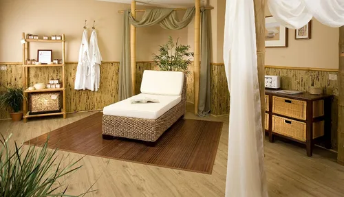 Vista 5 de Paneles de bambú natural – Paneles de revestimiento de pared flexibles para decoración de sala de estar, azulejos de techo y cocinas al aire libre