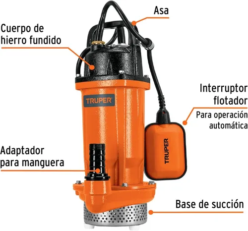Vista 3 de Bomba sumergible de hierro fundido para agua limpia 1/2 HP