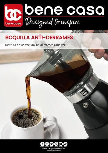 Vista 3 de Bene Casa Cafetera Eléctrica Portátil de Espresso Negra, 1-3 Tazas/Shots (1, NEGRO)